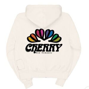 Cherry White Zip-Up Hoodie